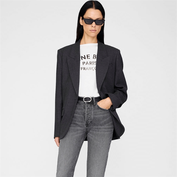 Anine Bing Small Signature Link Bælte, Black With Silver